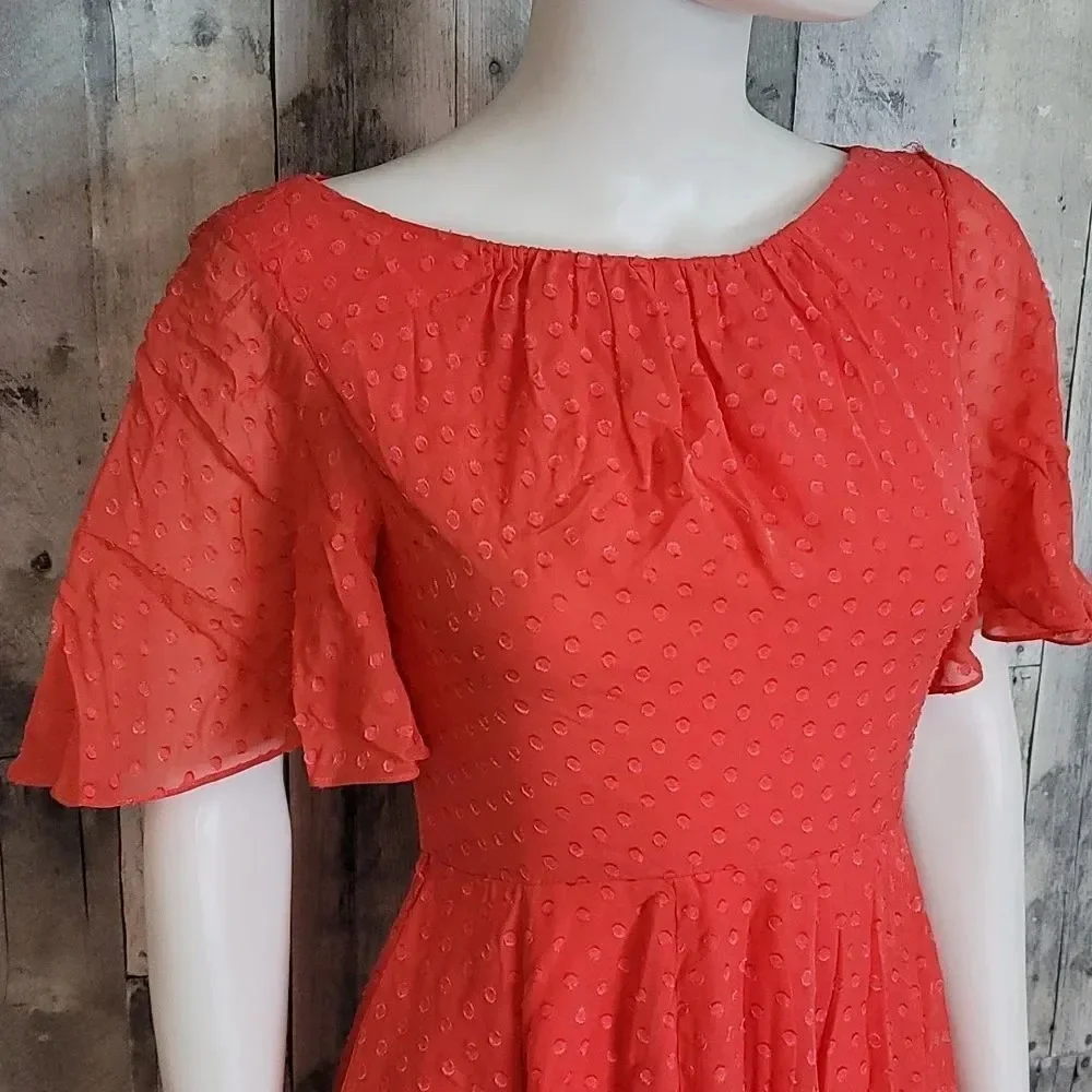 KATE Spade Silk Chiffon Clipped Polka-dot Dress